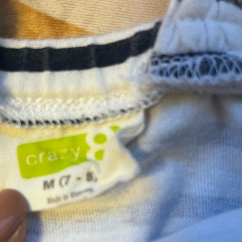 3/$10 Crazy 8 Blue and White Striped Romper - Picture 4 of 5